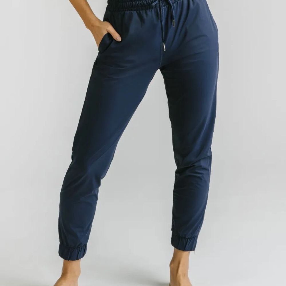 Blue Tapered Jogger Track Pants with Elastic Waistband